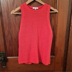 Madewell Crochet Knit Sweater Tank in Watermelon Red - NWT